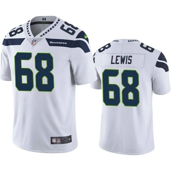 Men Seattle Seahawks 68 Damien Lewis Nike White Vapor Limited NFL Jersey